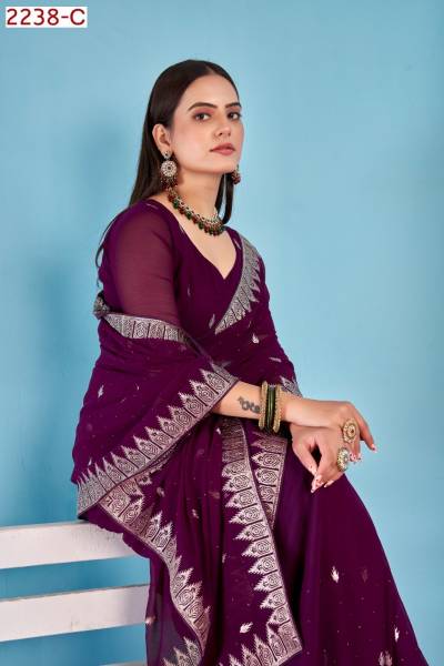 JAYSHREE 2238 COLOUR’S 2238A TO 2238D DESIGNER GEORGETTE SAREE WHOLESALER IN INDIA